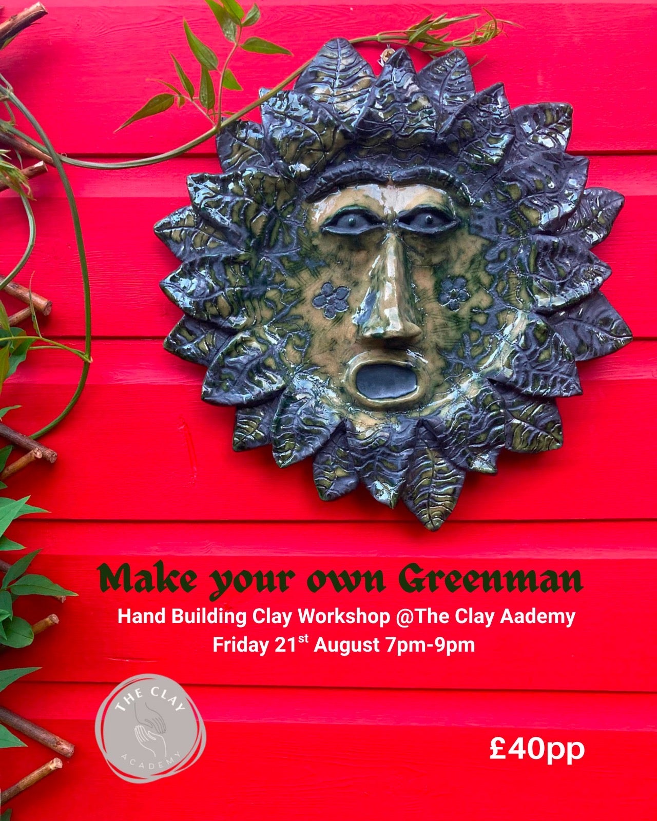 Make your own Greenman - Hand Building Workshop @ The Clay Academy
