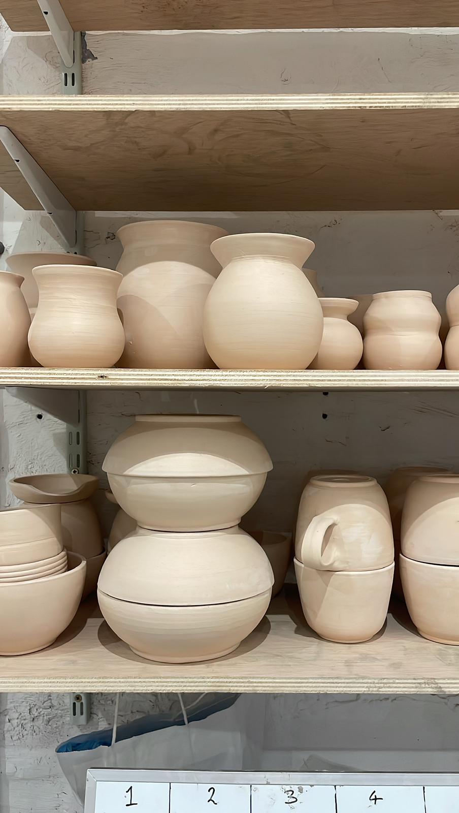 Bisqueware ready for the kiln 